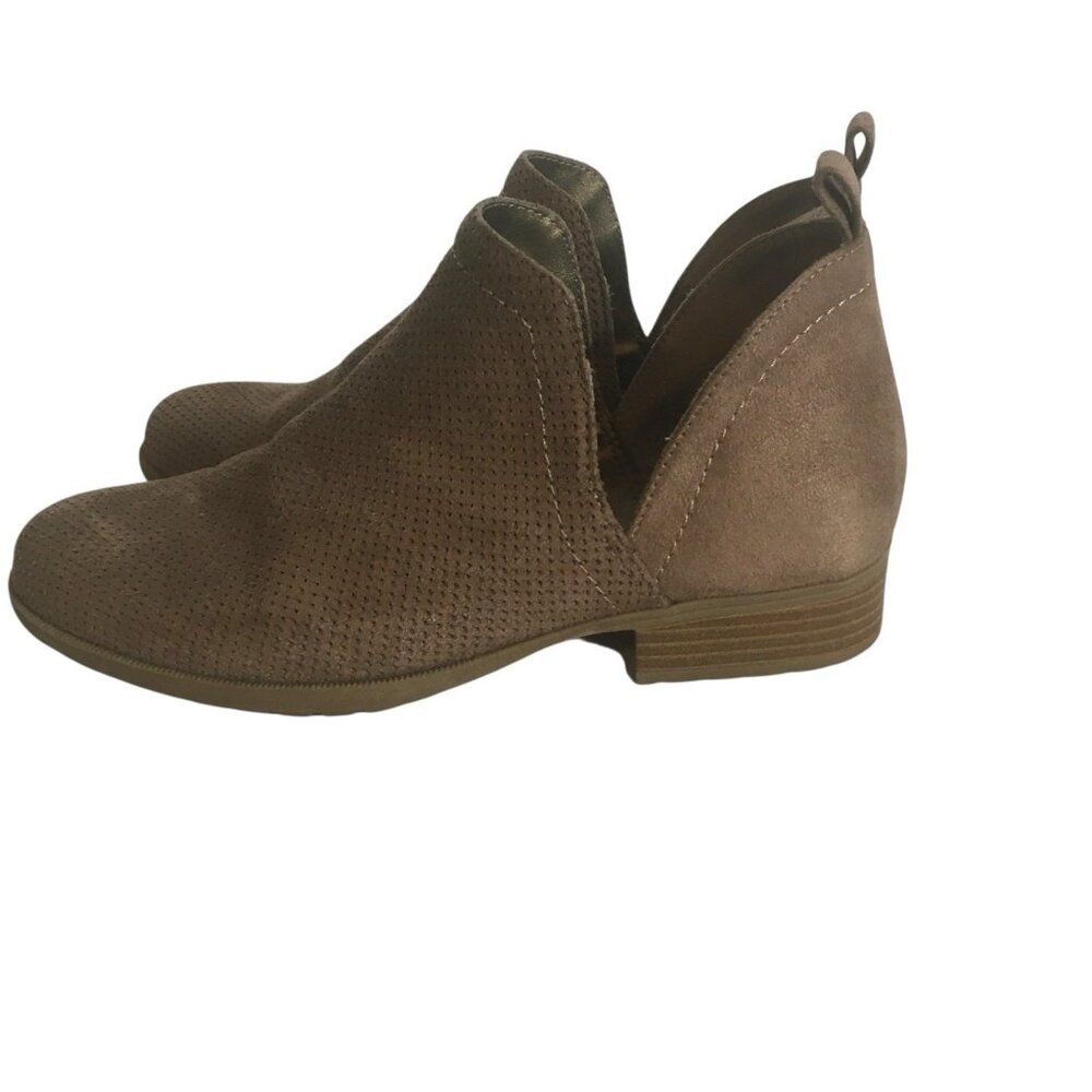 Life stride Pull On Ankle Bootie Faux Suede Tan  Women 6.5 Comfort Xaria Perf